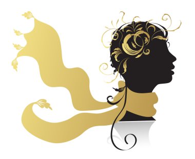 Beautiful woman, head silhouette clipart