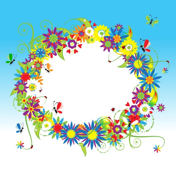 Floral frame, summer illustration — Stock Vector