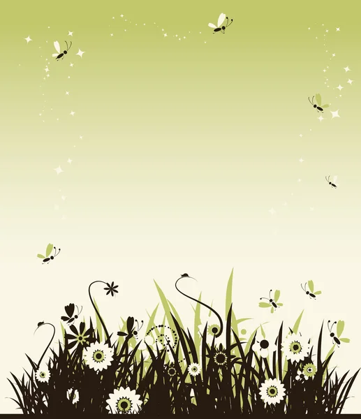 夏の草原の美しい — ストックベクタ