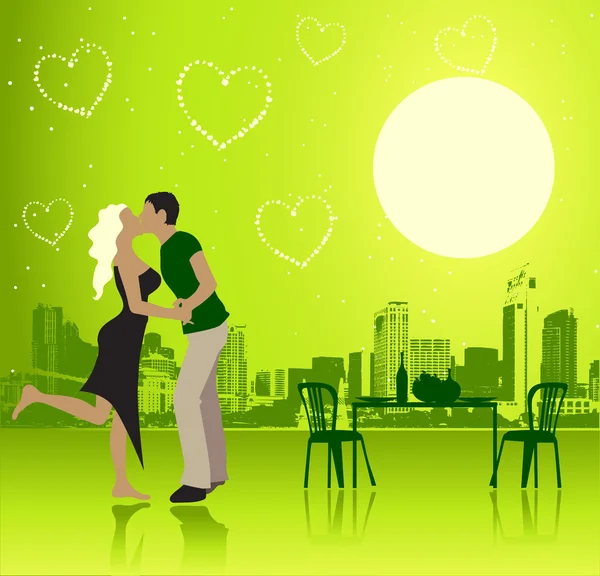 Saint Valentin, scène urbaine, couple — Image vectorielle