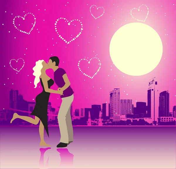 Valentin-nap, városi élet, párok — Stock Vector