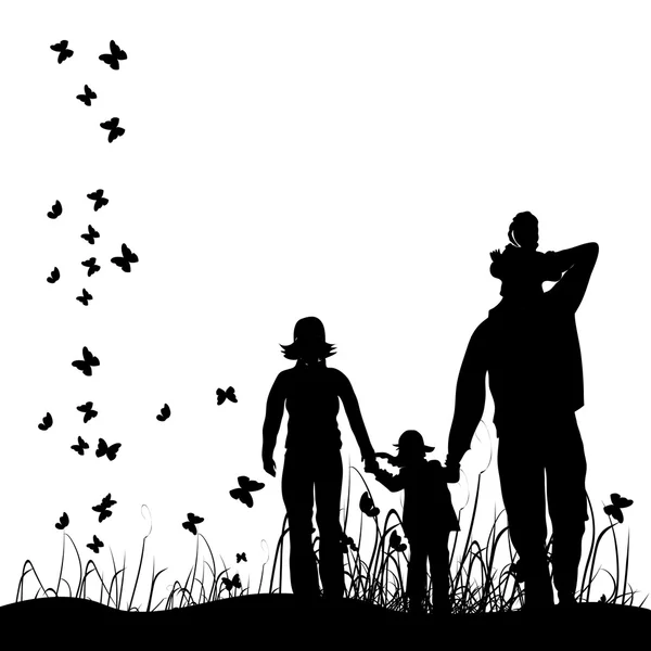 Ευτυχισμένη οικογένεια βόλτες στη φύση — Διανυσματικό Αρχείο