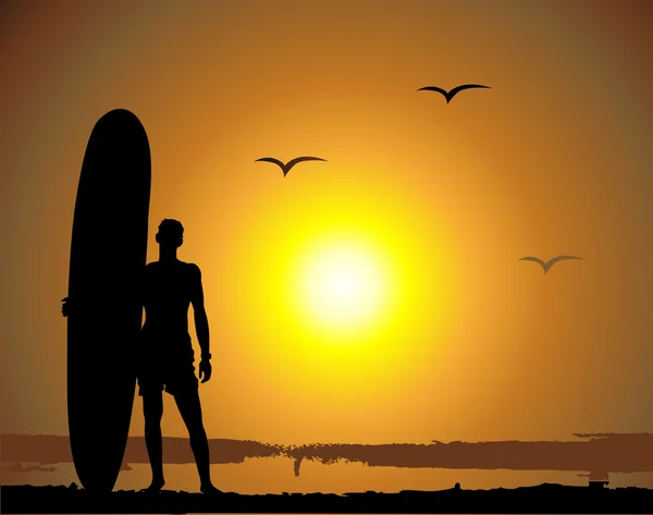 Summer vacations, surfing — Stock Vector
