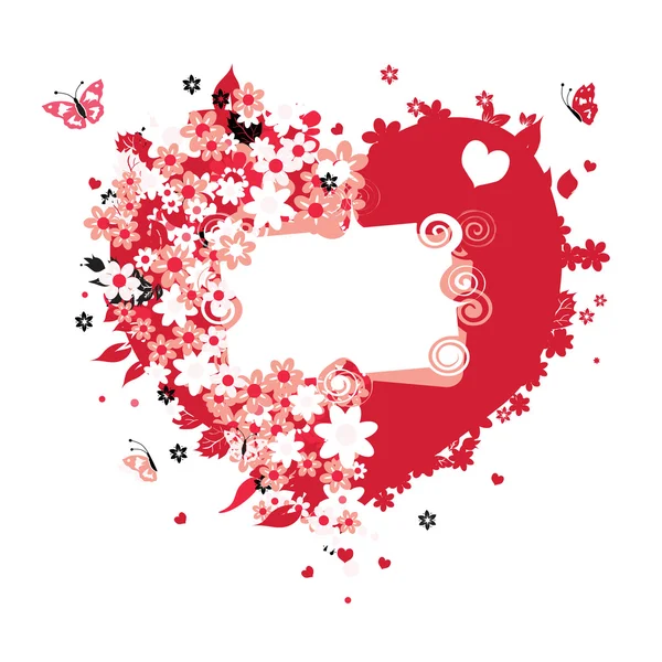 Forme de coeur floral pour votre conception — Image vectorielle