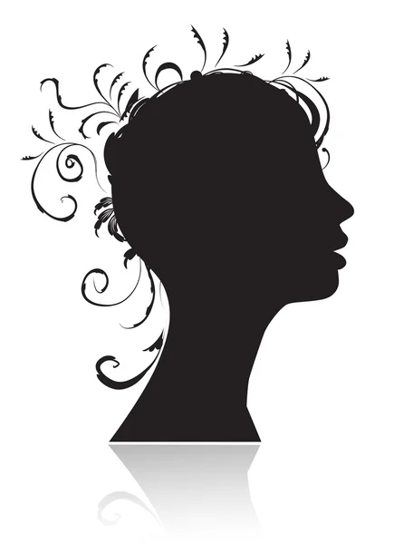 Belle femme, tête silhouette — Image vectorielle