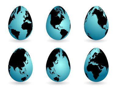 Easter eggs collection with world map clipart