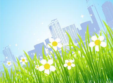 Spring in the city, flowers clipart