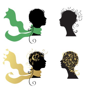 Beautiful woman, head silhouette for your design clipart