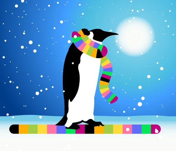 Tučňák, zima v Arktidě — Stockový vektor