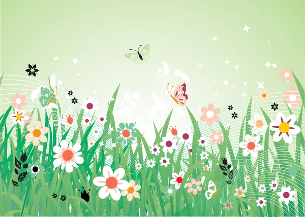 Весенний луг красивый — стоковый вектор