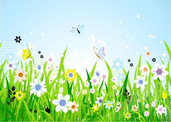 美しい春の牧草地 — ストックベクタ