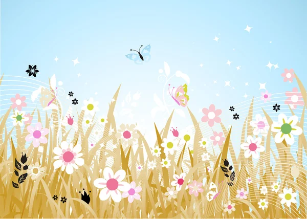 Spring meadow beautiful — Stock Vector