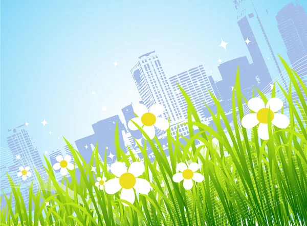 Frühling in der Stadt, Blumen — Stockvektor