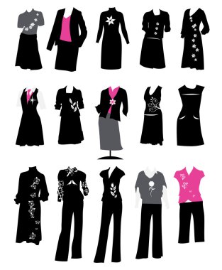 Collection of women's suits clipart