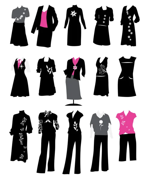 Collection of women's suits — Stock Vector