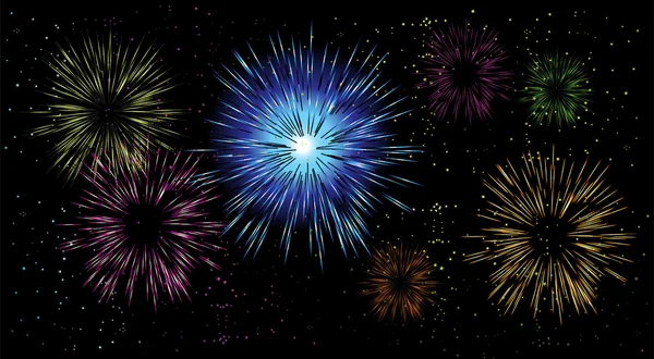 Fuochi d'artificio, notte di festa — Vettoriale Stock