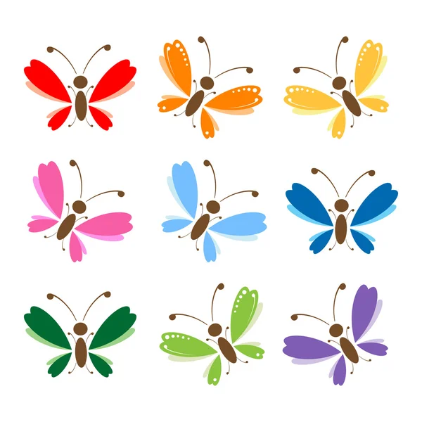 Butterfly set voor uw ontwerp — Stockvector