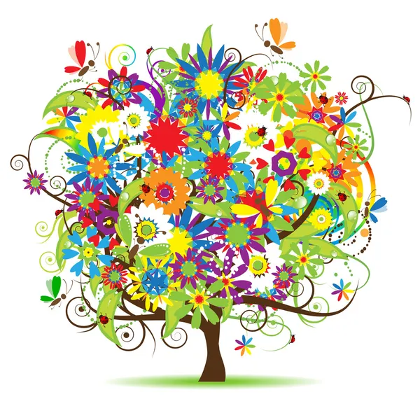 Piękny kwiatowy drzewo — Wektor stockowy