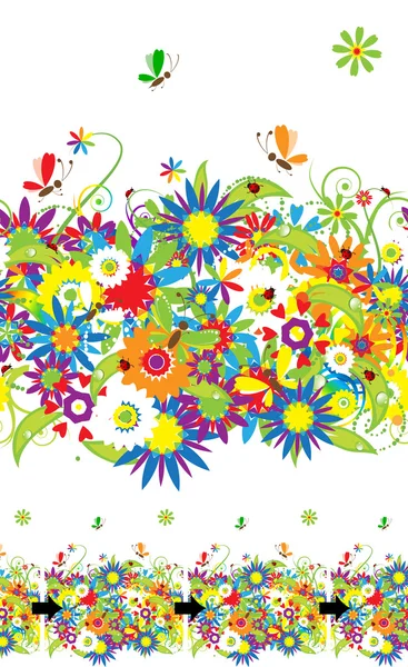 Καλοκαιρινή μέρα. floral άνευ ραφής — Διανυσματικό Αρχείο
