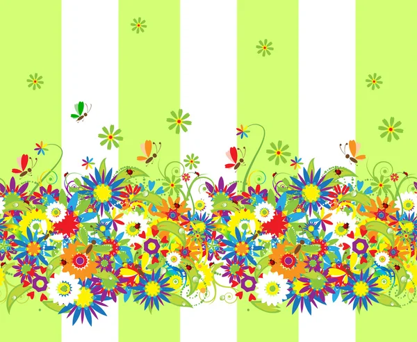 Jour d'été. Fond floral sans couture — Image vectorielle
