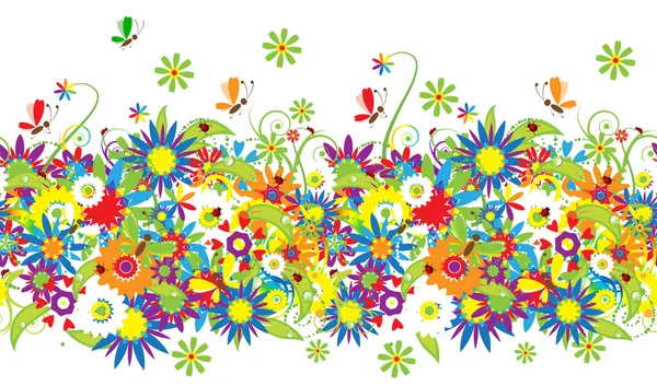 Καλοκαιρινή μέρα. floral φόντο άνευ ραφής — Διανυσματικό Αρχείο