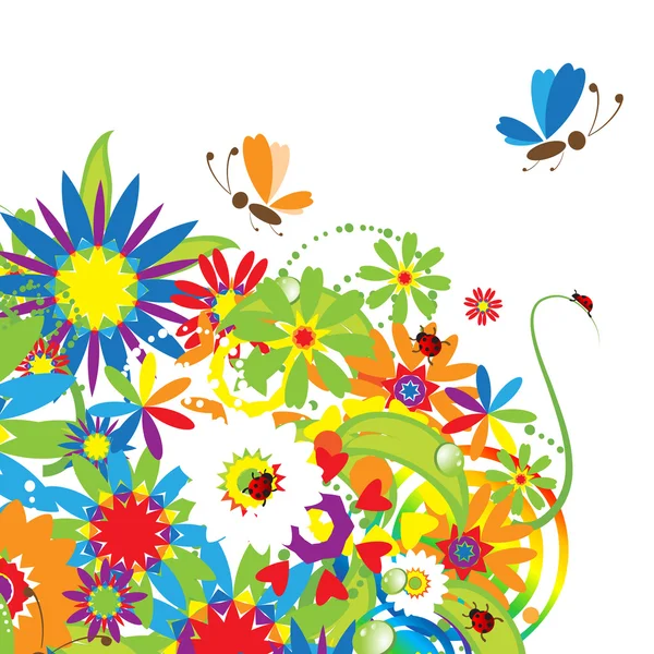 Ramo floral, ilustración de verano — Archivo Imágenes Vectoriales