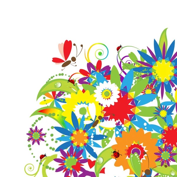 Květinová kytice, letní ilustrace — Stockový vektor