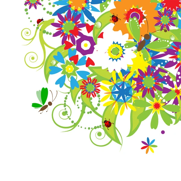 Floral bouquet, summer illustration — Stock Vector