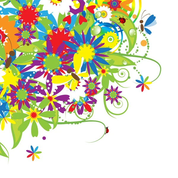 Цветочный букет, летняя иллюстрация — стоковый вектор