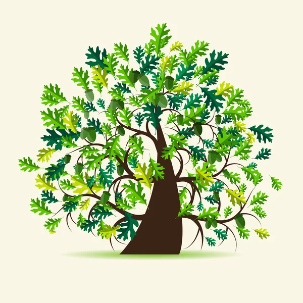 Oak tree, summer — Stock Vector