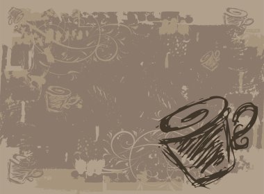 Cup of tea, grunge background clipart