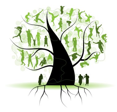 Family tree, silhouettes clipart