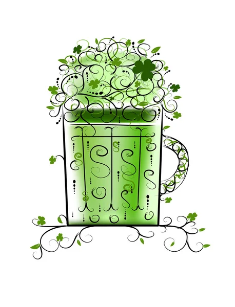 Green Patrick's beer for your party — Stock Vector