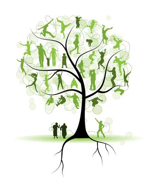 Drzewo rodziny, krewnych, sylwetki — Wektor stockowy