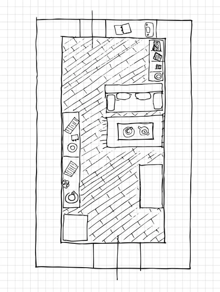 室内设计公寓-顶视图 — 图库矢量图片