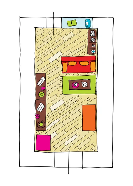 Дизайн інтер'єру квартири - вид зверху — стоковий вектор