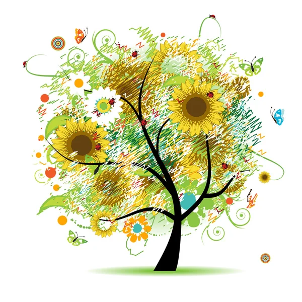 Όμορφη floral δέντρο — Διανυσματικό Αρχείο