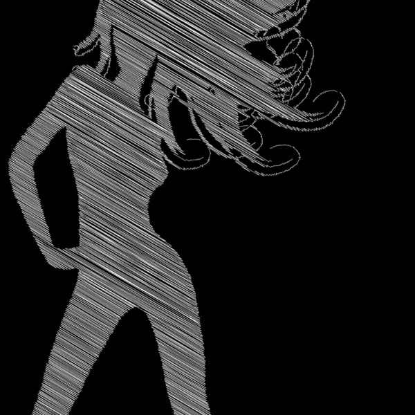 Vrouw schets silhouet op zwart — Stockvector