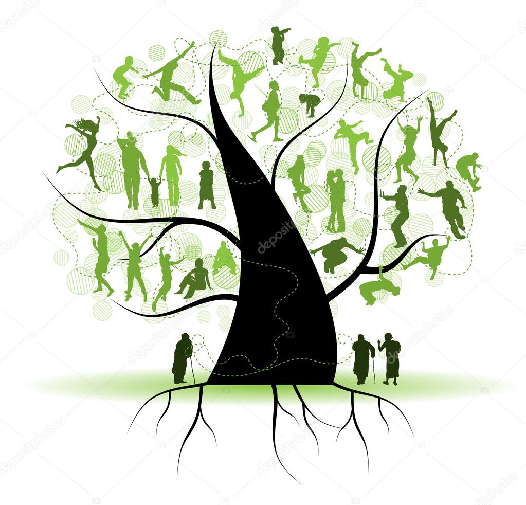 Family tree, silhouettes