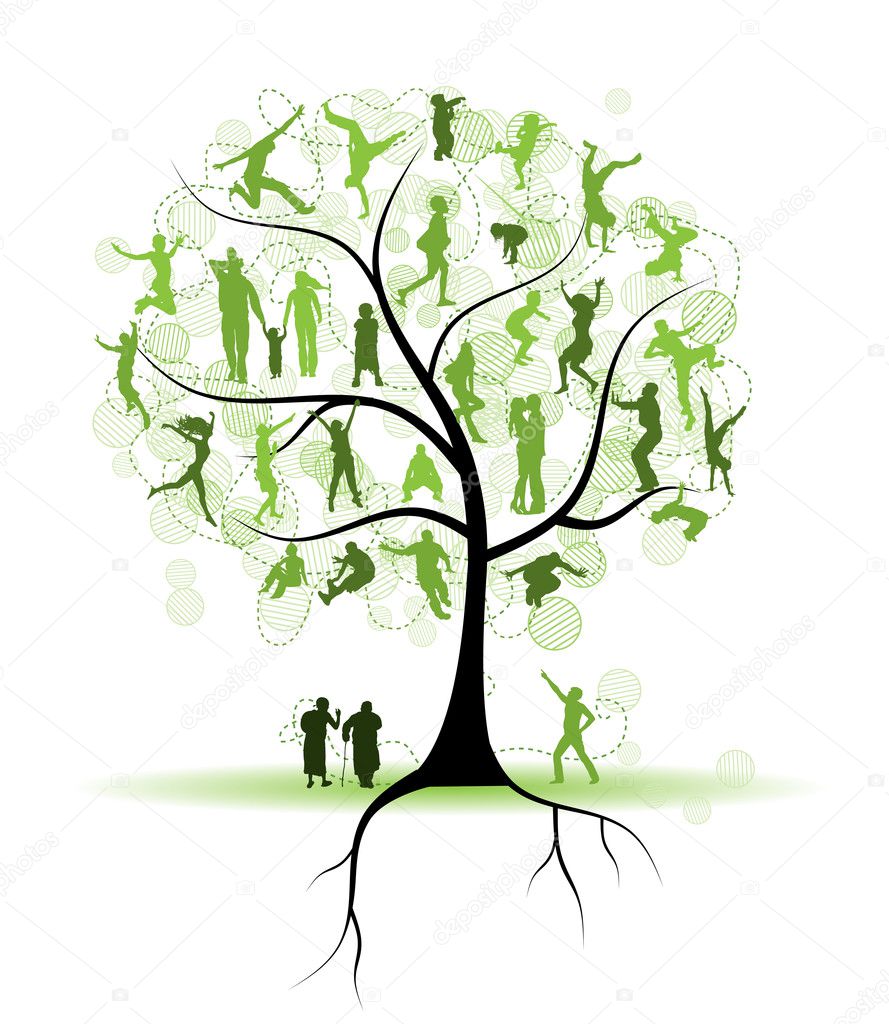 Family tree, relatives, silhouettes