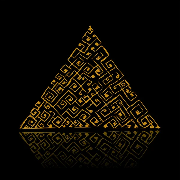 Golden pyramid on black — Stock Vector