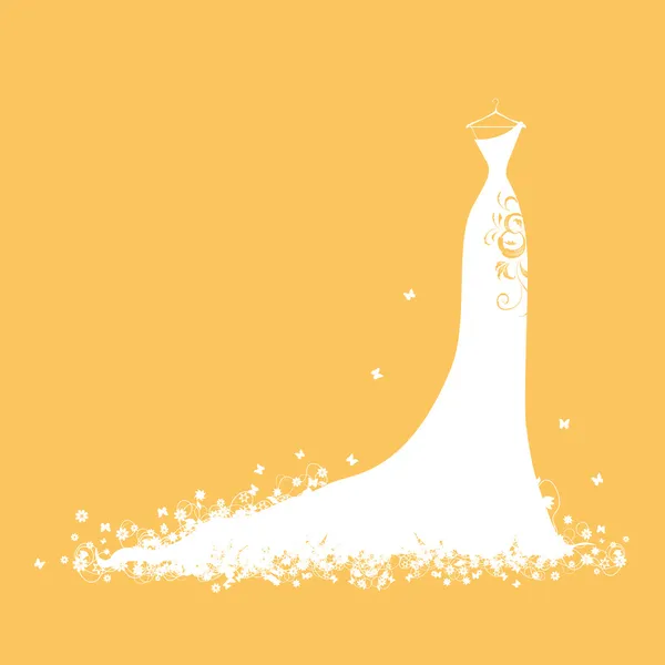 Robe de mariée blanche sur cintres — Image vectorielle
