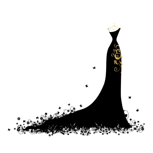 Robe de soirée noire sur cintres — Image vectorielle