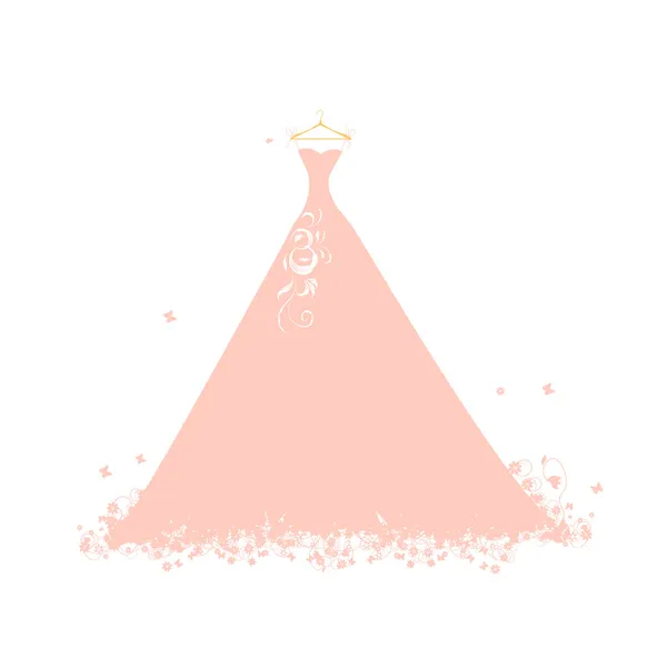 Hermoso vestido rosa en perchas — Vector de stock