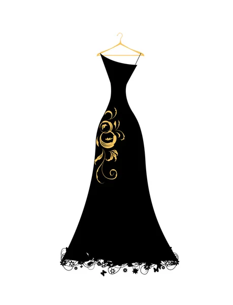 Вечірня сукня чорна на вішалках — стоковий вектор