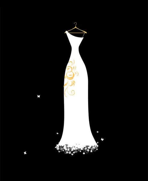 Свадебное платье белое на вешалках — стоковый вектор