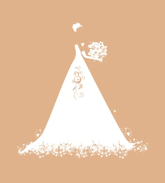 Bride in wedding dress with bouquet — Stock Vector