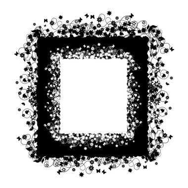 çerçeve çiçek siluet, resim için yer
