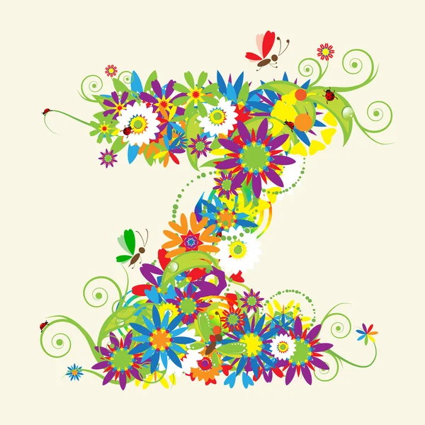 Letter Z, floral design. — Stock Vector