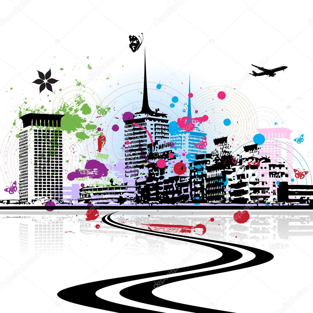 Cityscape background, urban art — Stock Vector © Kudryashka #3384292